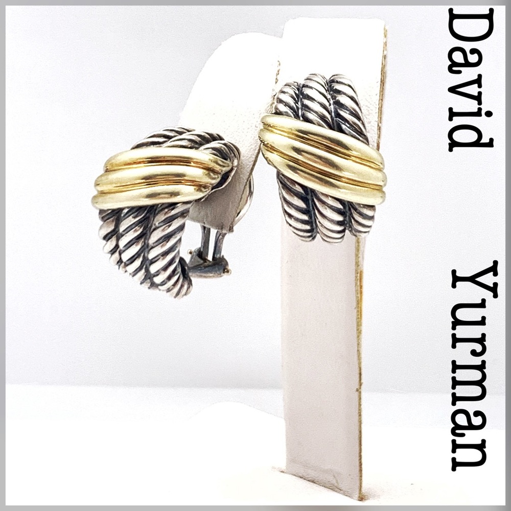 Authentic David Yurman 925 14k Crossover Earrings